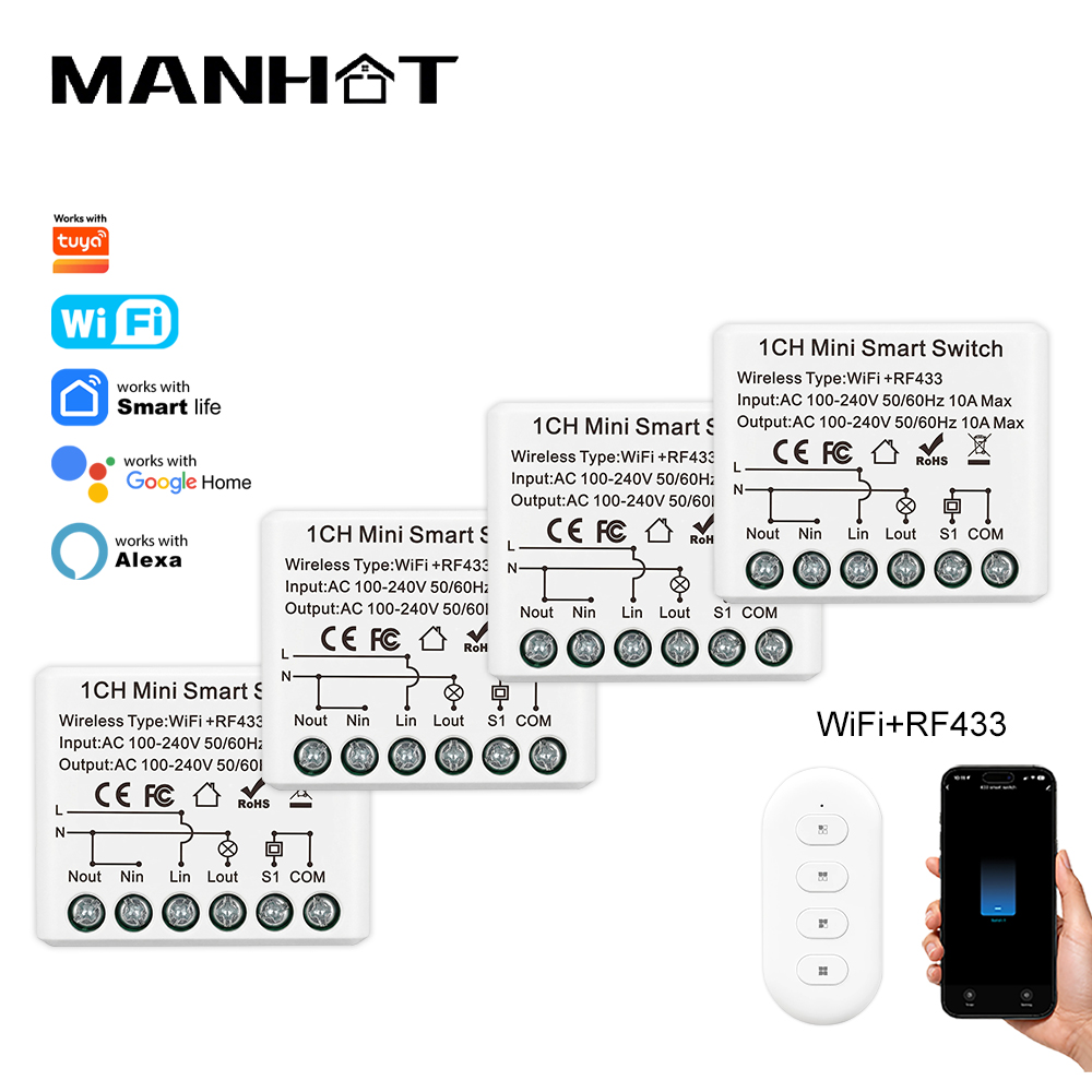 10A มินิ WIFI สมาร์ทสวิตช์ RF4 - Home Automation Ideas บทวิจารณ์และราคา