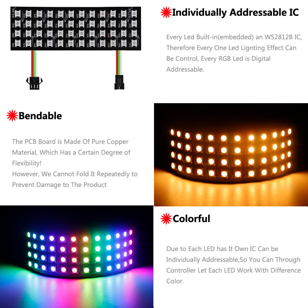 DC5V WS2812B RGB LED แผงหน้าจอ - Rgb Led Matrix 8X8 บทวิจารณ์และราคา